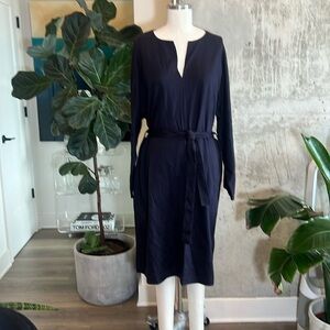 COS Tie Front Dress Navy